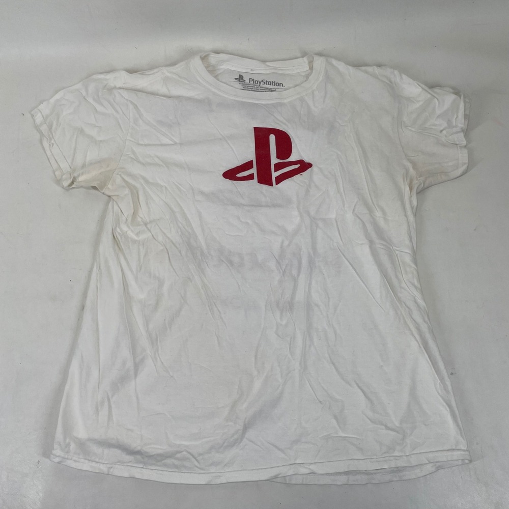PlayStation Ripple Junction White Graphic‎ T-Shirt Mens Large 1994 Japanese Logo